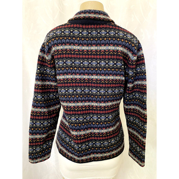 SKYR Lambswool Sweater Cardigan Multi Color Striped Button Down Long Sle… - Picture 2 of 5